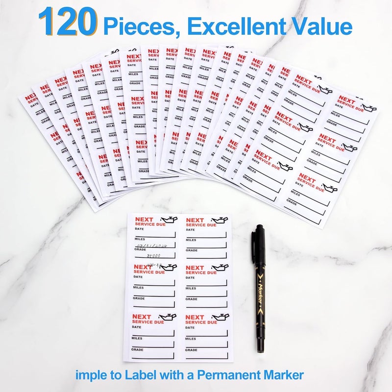 GUEER for Oil Change Sticker Static Cling, Clear Stickers 120 Pcs 2”x 2” Next Service Due Sticker for Windshield, Easy to Peel with No Residue for Car Auto Vehicle Window (Red2) - Image 3